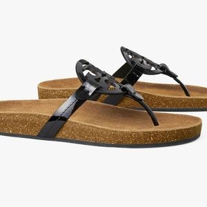 Tory Burch Miller Cloud Patent/Cork Thong Sandals